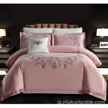 100コットン300TC刺繍ベッドシートの寝具セット
